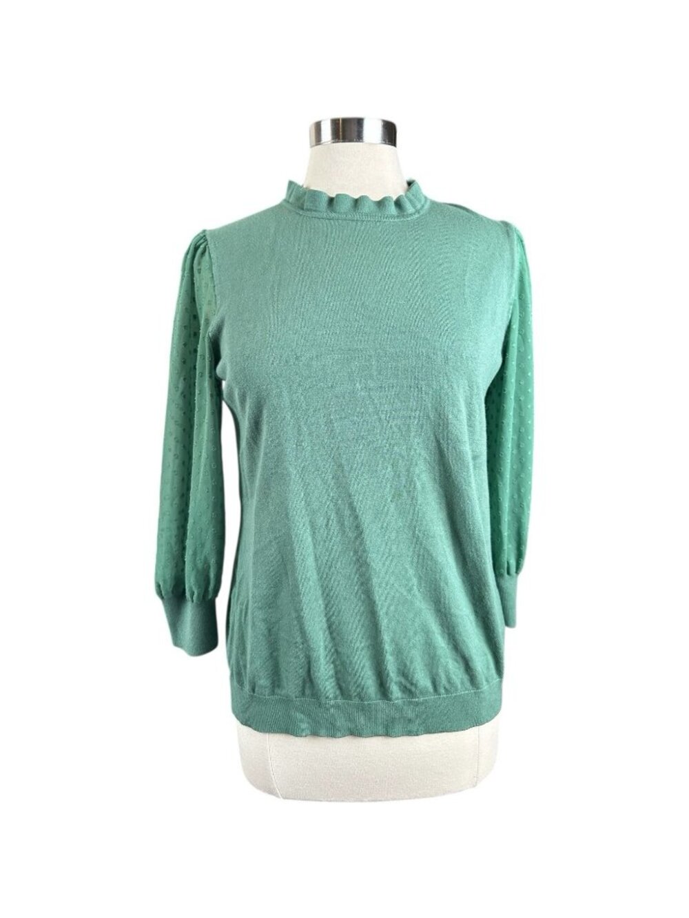 Adrianna Papell Womens XL Green Sweater Pullover Sheer Office Career Holiday
